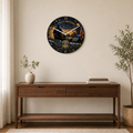 12 inch glass wall clock honoring police officers with K9, police vehicle and patriotic imagery