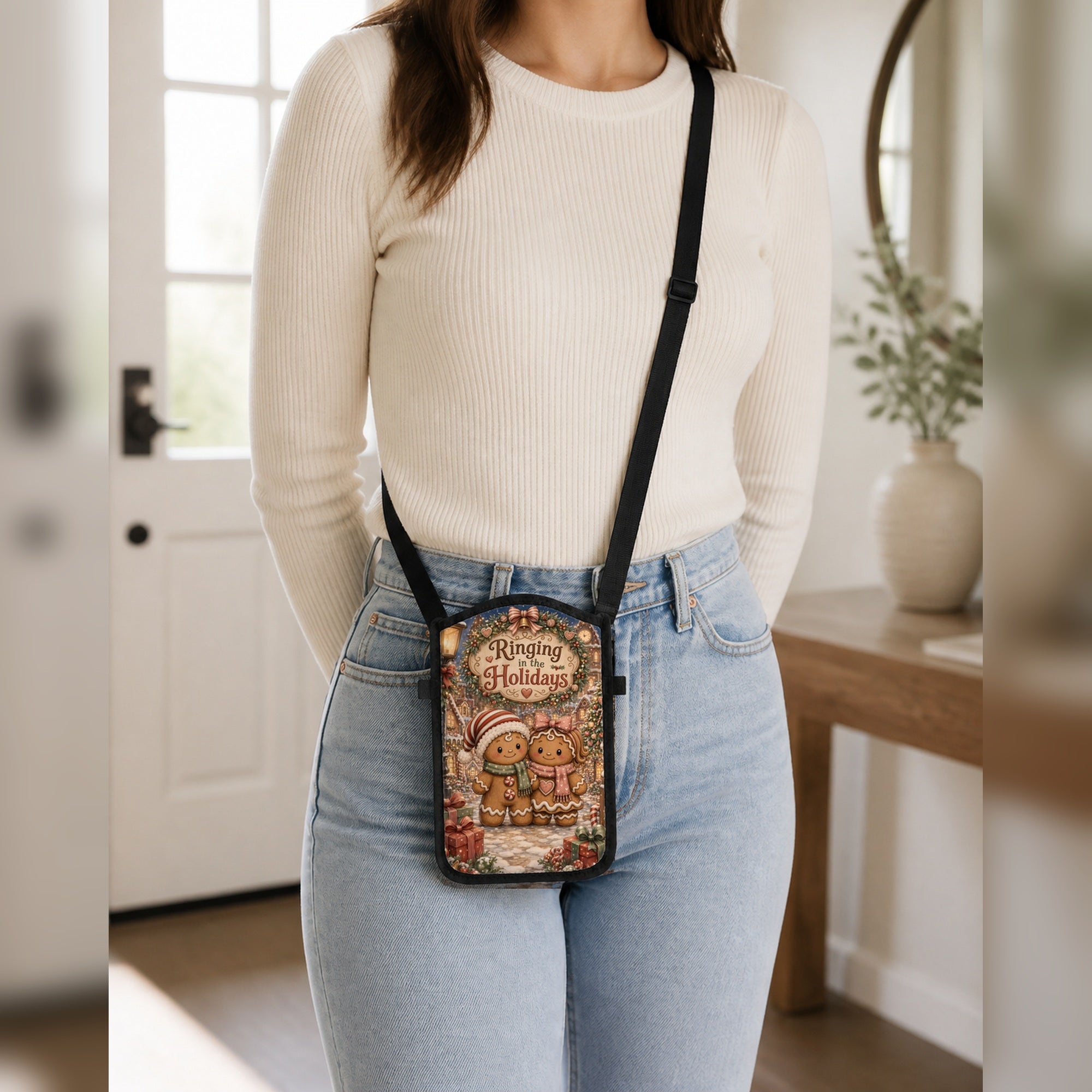 Ringing in the Holidays gingerbread cellphone purse