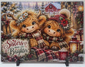 Actual Sisters Make Life Brighter Highland cow Christmas glass cutting board