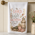 16 x 24 Christian kitchen towel with lantern and Psalm 27:1