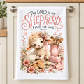 16 x 24 Christian kitchen towel with lamb and Psalm 23:1
