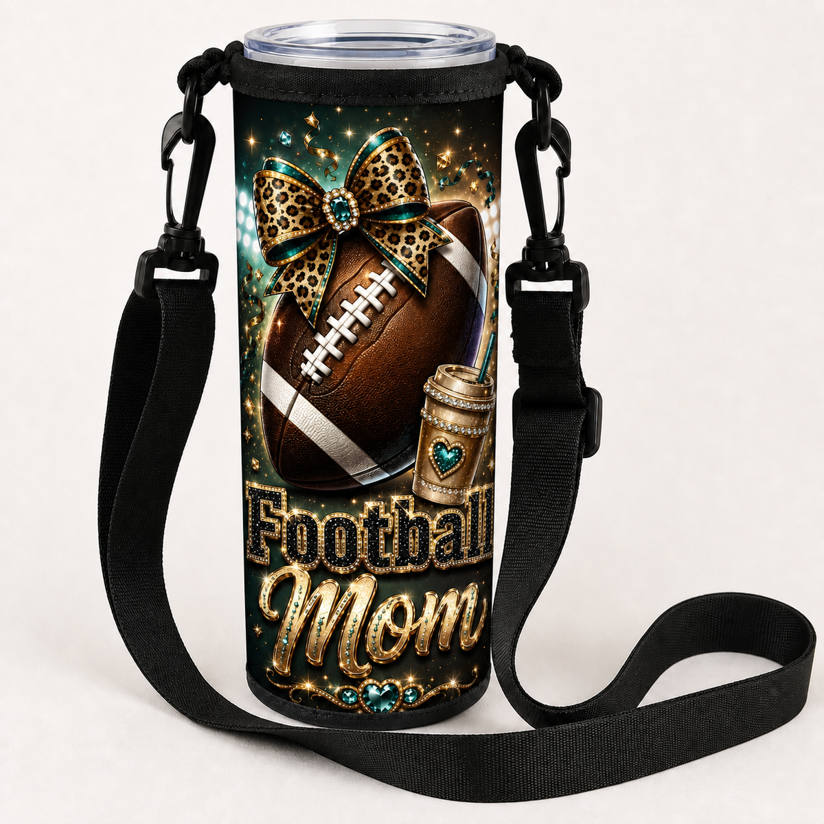 Football Mom over-the-shoulder tumbler bag
