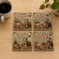 Set of four ceramic coasters with whimsical turtle Christian scripture designs