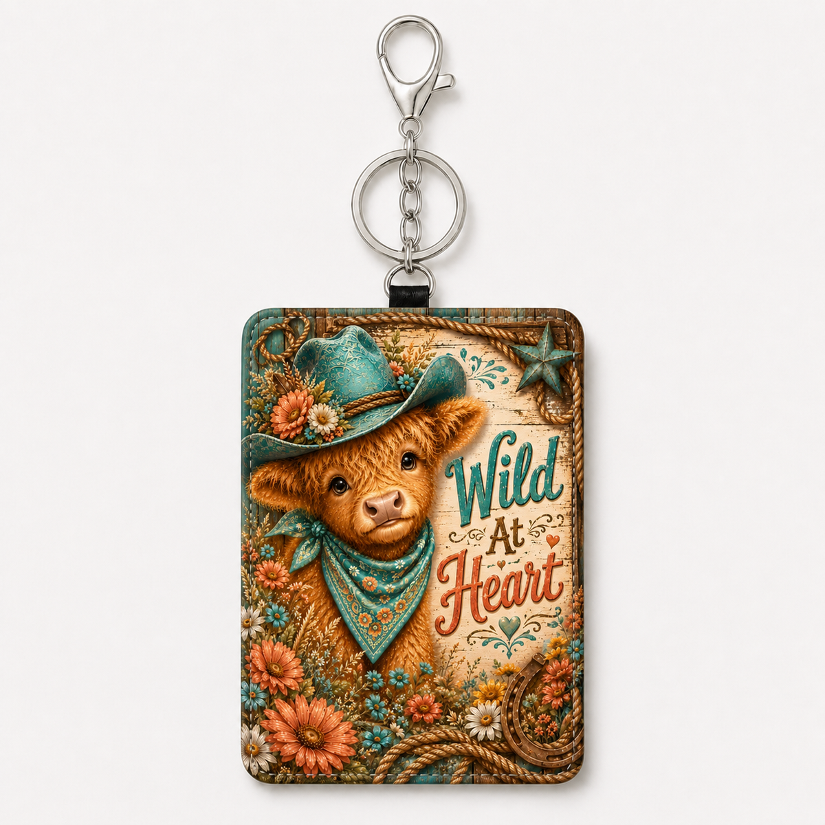 Wild at Heart Highland cow ID holder